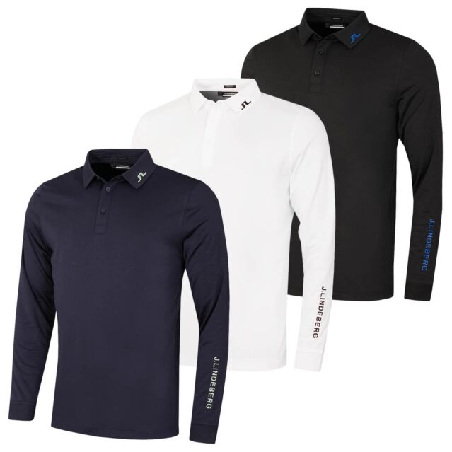 J.Lindeberg Mens Tour Tech Long Sleeve Stretch Golf Polo Shirt