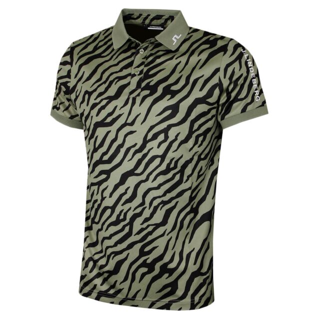 J.Lindeberg Mens Tour Tech Print 4-Way Stretch Golf Polo Shirt
