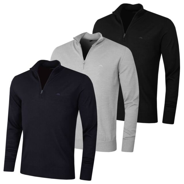J.Lindeberg Mens Merino Blend Turtleneck 1/2 Zip Golf Sweater