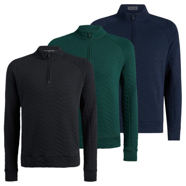 G/Fore Mens Dunes Cotton Quilted 1/4 Zip Breathable Pullover Golf Sweater
