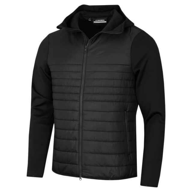 J.Lindeberg Mens Martino Quilt Hybrid Hooded Stretch Golf Jacket