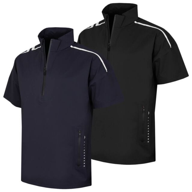 J.Lindeberg Mens Shay Rain Waterproof Windproof 1/4 Zip Golf Shirt