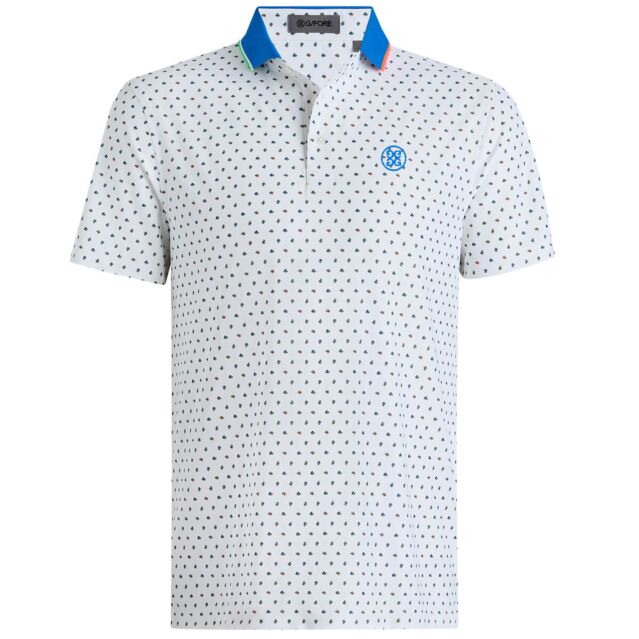 G/Fore Mens Ditsy Floral Tech Piqué 4-Way Stretch Wicking Golf Polo Shirt