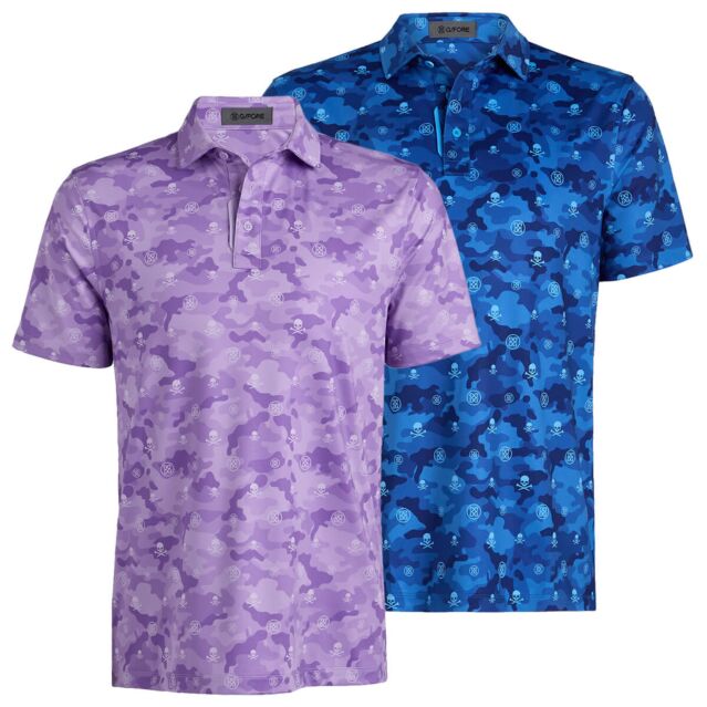G/Fore Mens Icon Camo Tech Jersey 4 Way Stretch Golf Polo Shirt