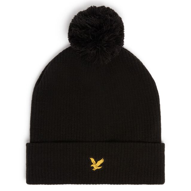 Lyle & Scott Mens Golf Classic Warm Acrylic Plain Bobble Beanie Hat