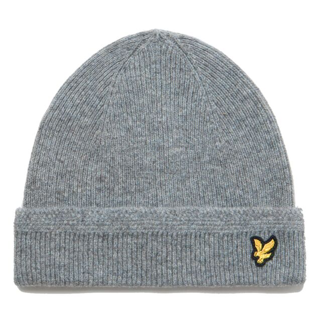 Lyle & Scott Mens Racked Rib Lambswool Blend Cotton Lined Beanie Hat