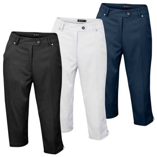 Island Green Womens Metal Tab 2 Pocket Golf Capri Trousers