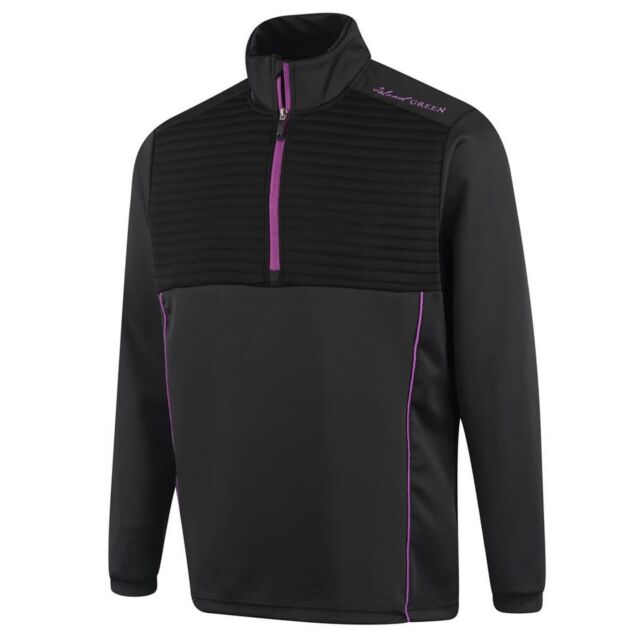 Island Green Mens Zip Neck Ribbed Top Layer Golf Sweater