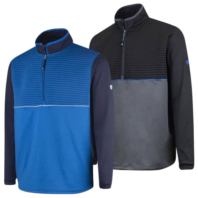 Island Green Mens Top Layer Ribbed Yoke Wicking Golf Sweater