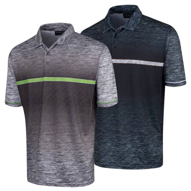 Island Green Mens Gradient Print Breathable Golf Polo Shirt