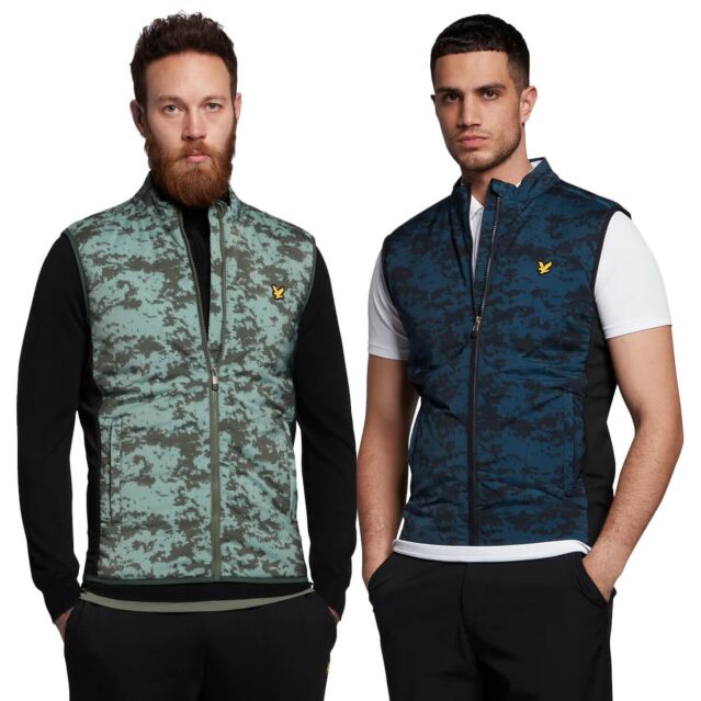 Lyle & Scott Mens Seafoam Eagle Logo Print Side Pockets Full Zip Gilet