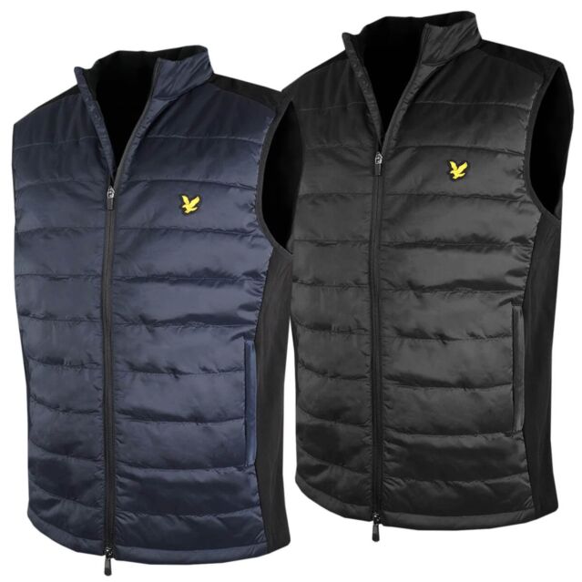 Lyle & Scott Mens Wadded Stretch Fabric Windproof Zip Pockets Golf Gilet