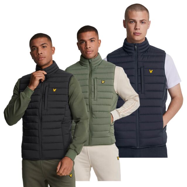 Lyle & Scott Mens Stretch Lightweight Quilted Padded Zip Pockets Gilet