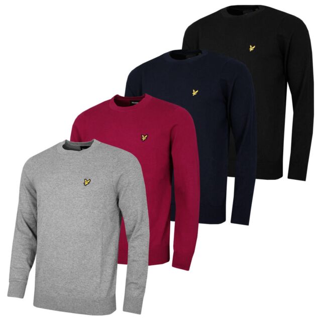 Lyle & Scott Mens Cotton Merino Crew Neck Embroidered Golf Sweater