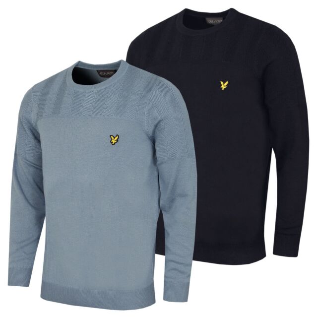 Lyle & Scott Mens Golf Texture Block Soft Regular Fit Crewneck Sweater
