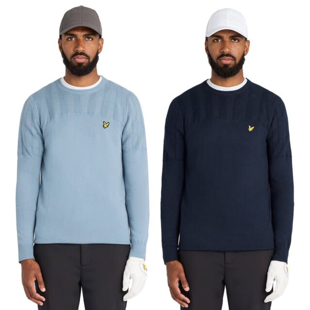 Lyle & Scott Mens Golf Texture Block Soft Regular Fit Crewneck Sweater
