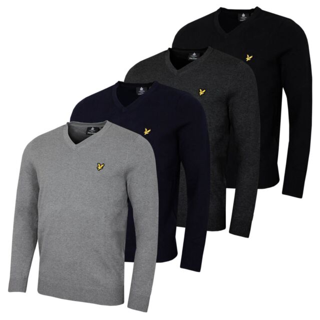Lyle & Scott Mens Cotton Merino V Neck Lightweight Golf Sweater