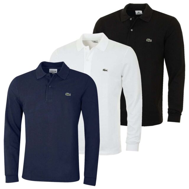 Lacoste Mens 2026 Classic Cotton Long Sleeve L1312 Ribbed Polo Shirt
