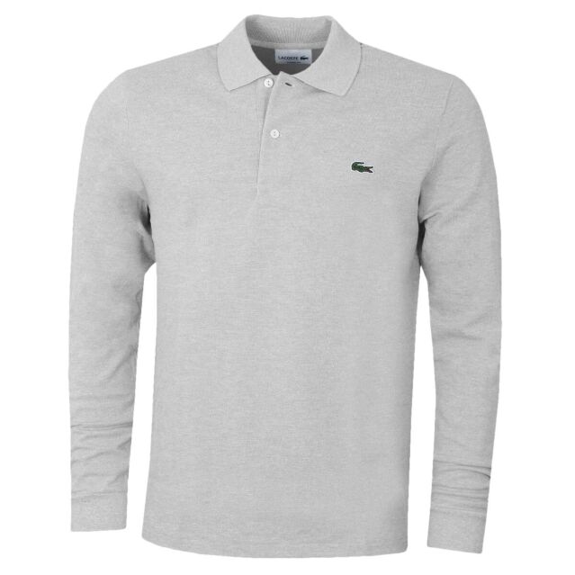 Lacoste Mens Marl Long Sleeve 2 Button Classic Fit Polo Shirt