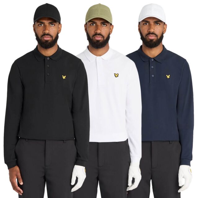 Lyle & Scott Mens Golf Lightweight Regular Fit Long Sleeve Polo Shirt