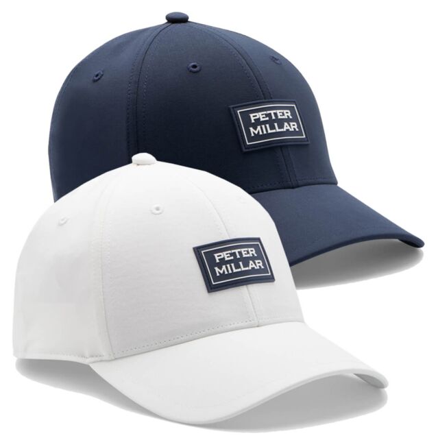 Peter Millar Mens Pursuit Perfromance Stacked Logo Golf Baseball Cap