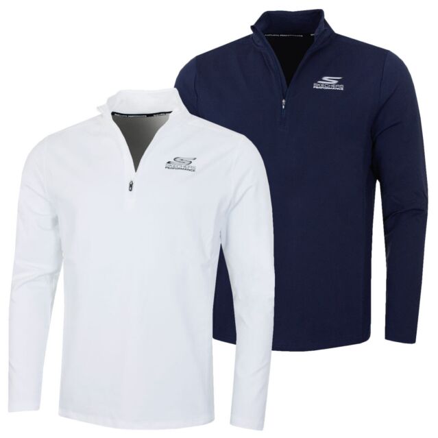 Skechers Mens Multievent 1/4 Zip Mock Wicking Stretch Running Sweater