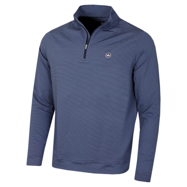 Peter Millar Mens Perth Sugar Stripe Performance Quarter Zip Sweater