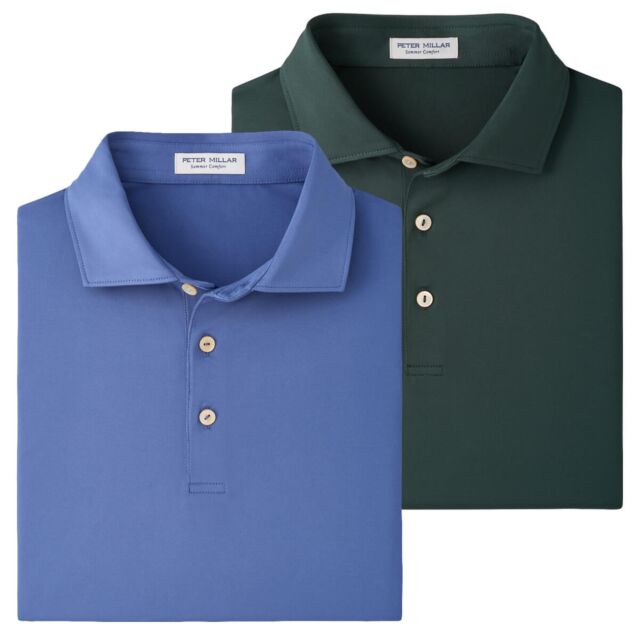Peter Millar Mens Solid Performance Jersey 4 Way Stretch Golf Polo Shirt