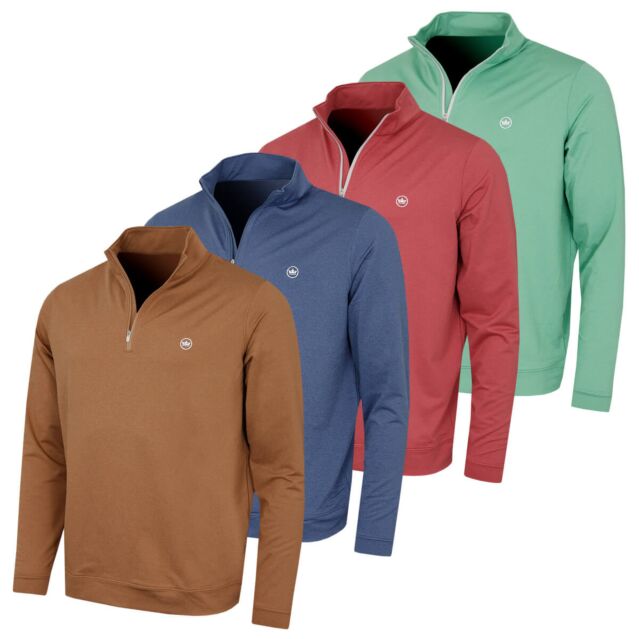 Peter Millar Mens Perth Melange Performance Quarter Zip Golf Sweater