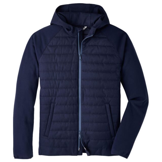 Peter Millar Mens Parks Hybrid Hoodie Weather Resistant Warm Golf Jacket