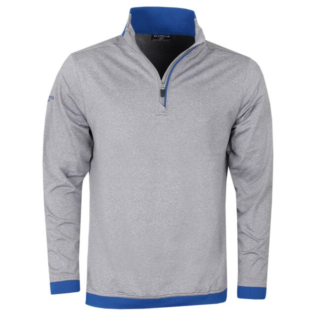 Glenmuir Mens Crail Sweater - Light Grey Marl/Ascot Blue - M