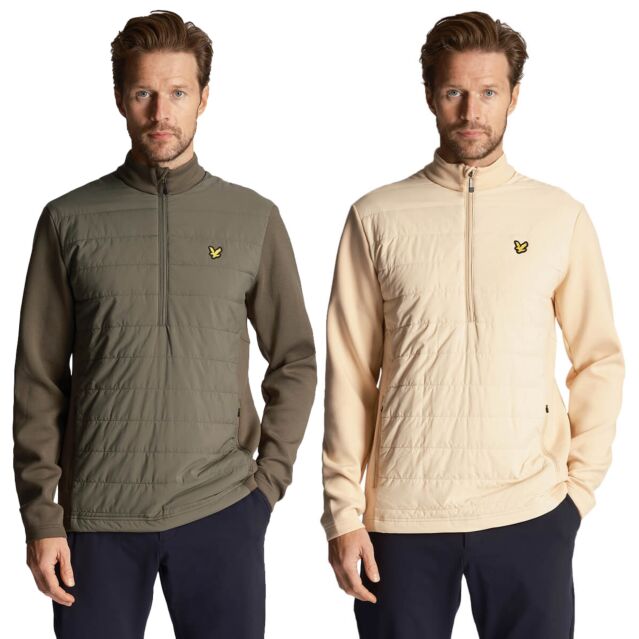 Lyle & Scott Mens Baffle Quilted Front Panel Quarter Zip Midlayer Sweater