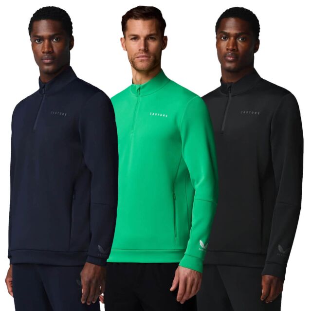 Castore Mens Flex Quarter Zip Water Resistant Comfy Sweater