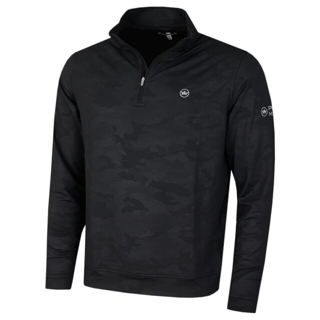 Peter Millar Mens Perth Camo Performance 4-Way Stretch 1/4 Zip Golf Sweater