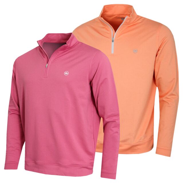 Peter Millar Mens Perth Melange Performance 1/4 Zip Golf Stretch Sweater