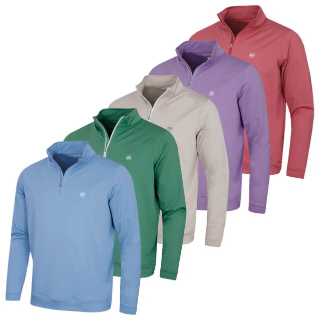 Peter Millar Mens Perth Melange 1/4 Zip Golf Stretch Sweater