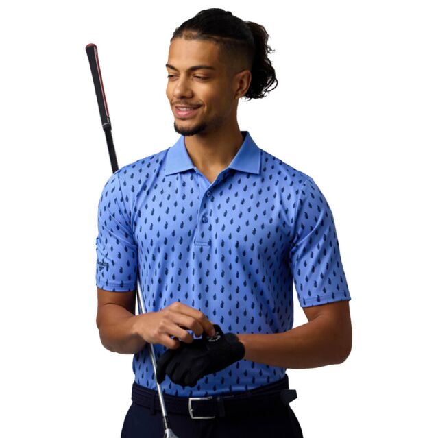 Glenmuir Mens Crawford 4-Way Stretch Moisture Wicking Golf Polo Shirt