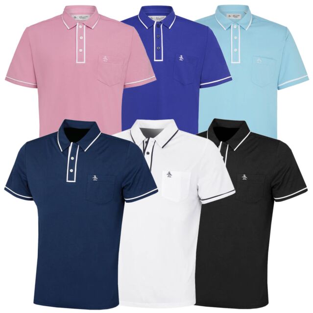 Original Penguin Mens Golf Earl Left Chest Pocket 3 Button Polo Shirt