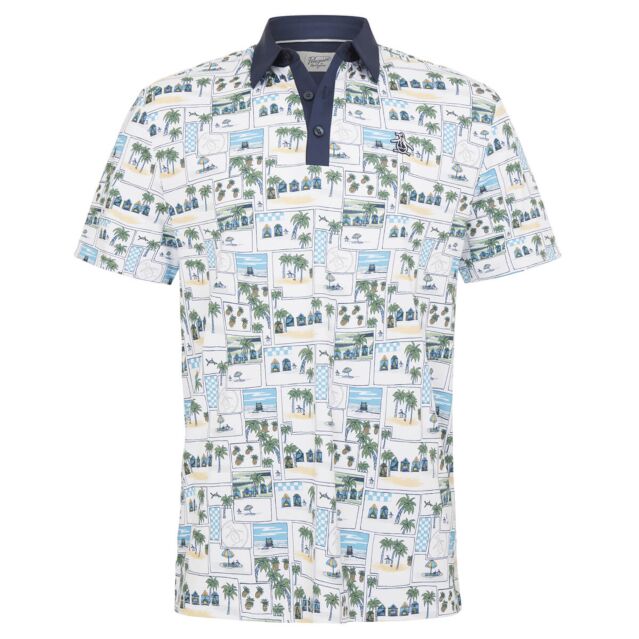 Original Penguin Mens Beach Club Printed Recycled Golf Polo Shirt