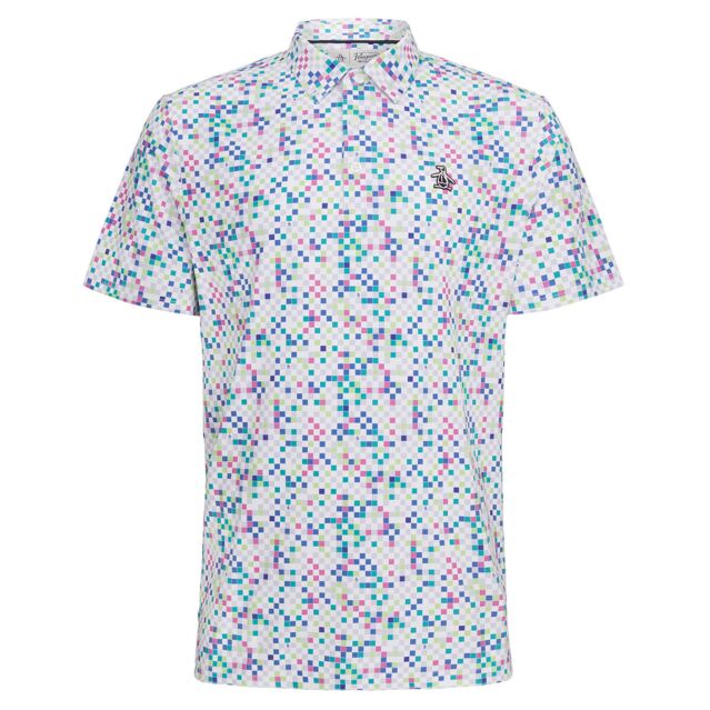 Original Penguin Mens All Over Original Check Print Golf Polo Shirt