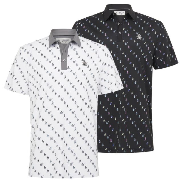 Original Penguin Mens Swinging Pete Novelty Print Golf Polo Shirt