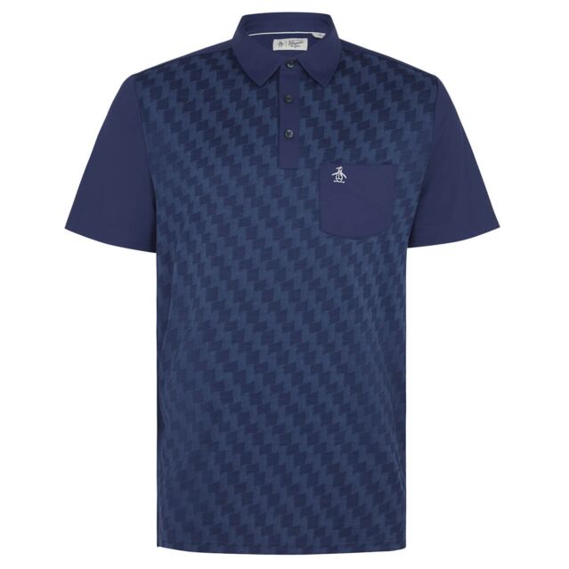 Original Penguin Mens Fifties Style Colour Block Print Golf Polo Shirt