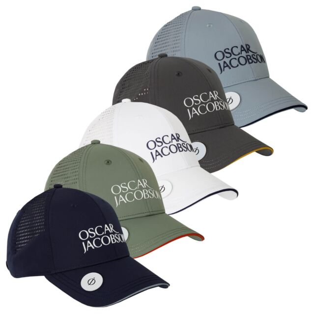 Oscar Jacobson Mens Hornsey Mesh Magnetic Ball Marker Adjustable Golf Cap