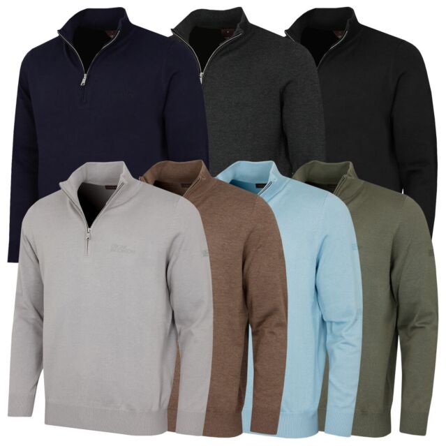 Oscar Jacobson Mens Wetherby 1/2 Zip Soft Stylish Golf Sweater