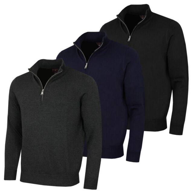 Oscar Jacobson Mens Wetherby 1/4 Zip Soft Stylish Golf Sweater