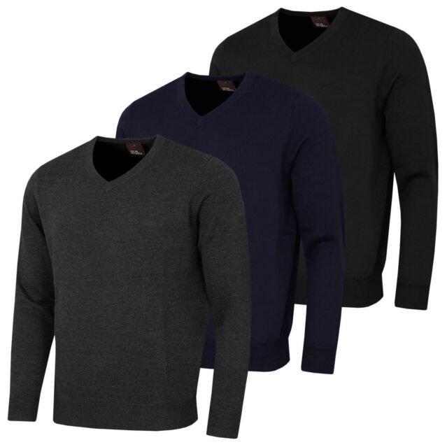 Oscar Jacobson Mens Walker V Neck Breathable Soft Golf Sweater
