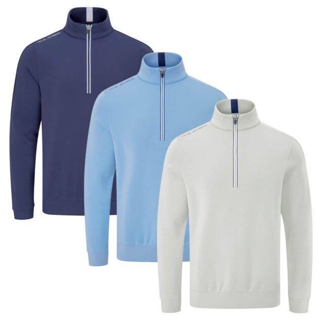 Oscar Jacobson Mens Drew Midlayer Moisture Wicking Stretch Golf Sweater