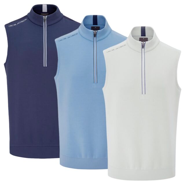 Oscar Jacobson Mens Drew Moisture Wicking Sleeveless Golf Sweater Vest