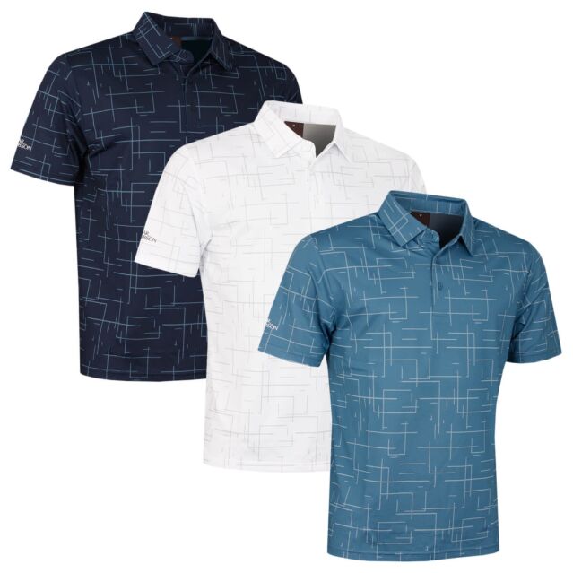 Oscar Jacobson Mens Ashald UV Protection 3 Button Performance Golf Polo Shirt