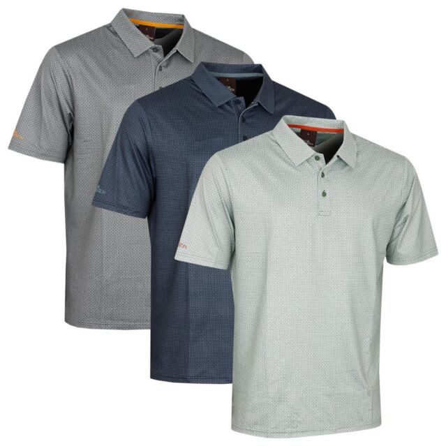 Oscar Jacobson Mens Mansfield Geometric Print UPF 50+ Golf Polo Shirt